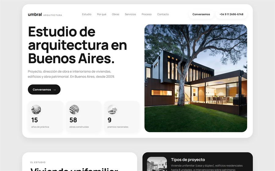 Vista previa del sitio: estudio de arquitectura