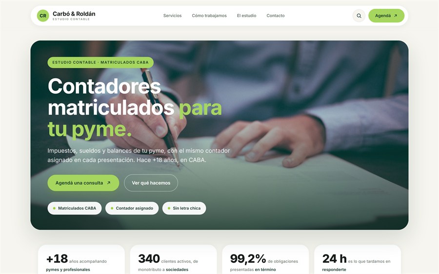 Vista previa del sitio: estudio contable