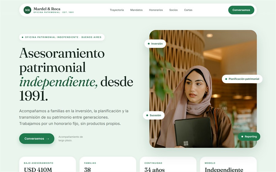 Vista previa del sitio: asesoría patrimonial