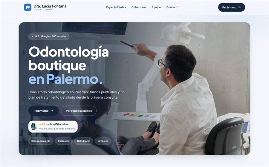 Vista previa del sitio: consultorio de odontología